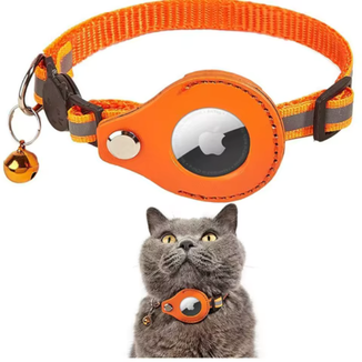 Katzenhalsband mit AirTag Halterung Bluetooth Tracker für Katzen Orange